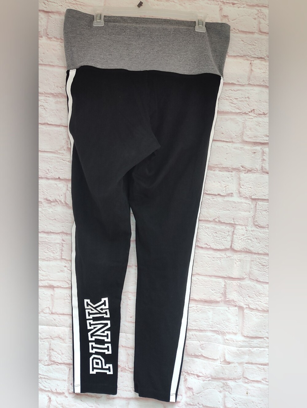 PINK Victoria’s Secret Black High Rise Foldover Leggings Yoga Pants Large Active